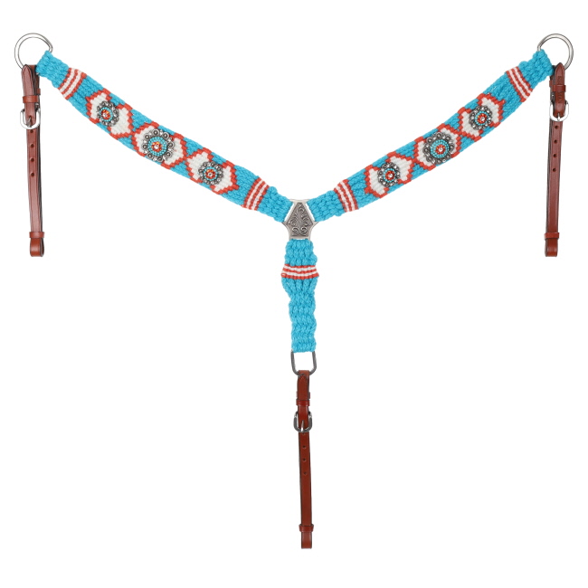 Showman Citrus Sea Mohair One Ear Headstall and Breastcollar Set #3