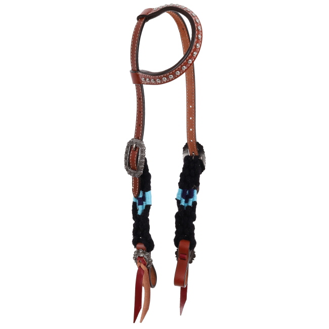 Showman Twilight Blue Mohair One Ear Headstall and Breastcollar Set #2