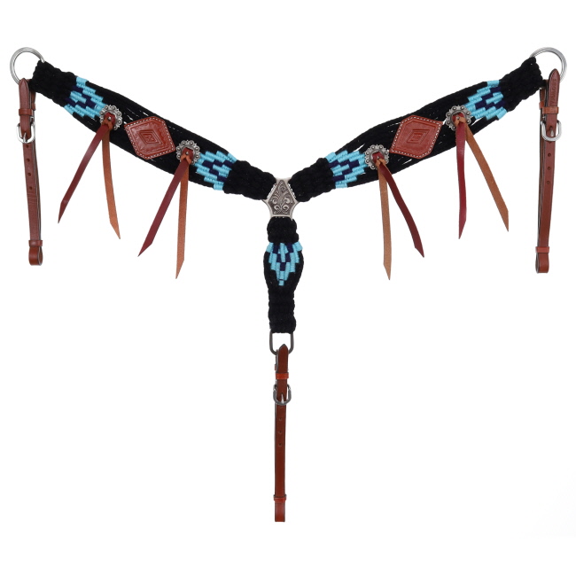 Showman Twilight Blue Mohair One Ear Headstall and Breastcollar Set #3