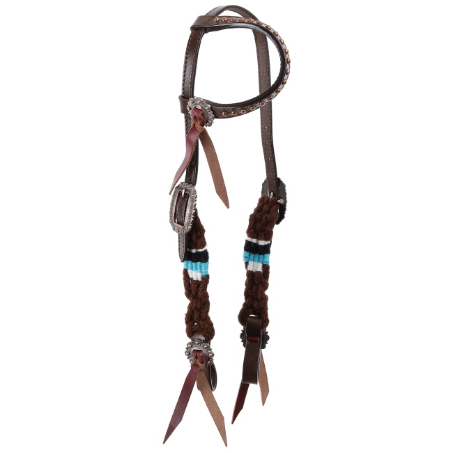 Showman Teal Hollow Mohair One Ear Headstall and Breastcollar Set #2
