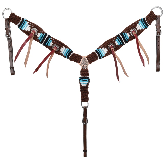 Showman Teal Hollow Mohair One Ear Headstall and Breastcollar Set #3