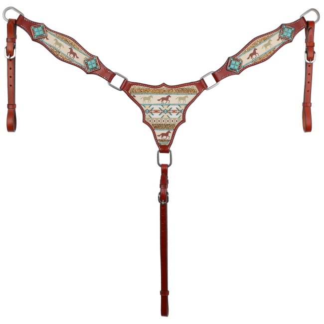 Showman Wild Hoof Echoes One Ear Headstall and Breastcollar Set #3