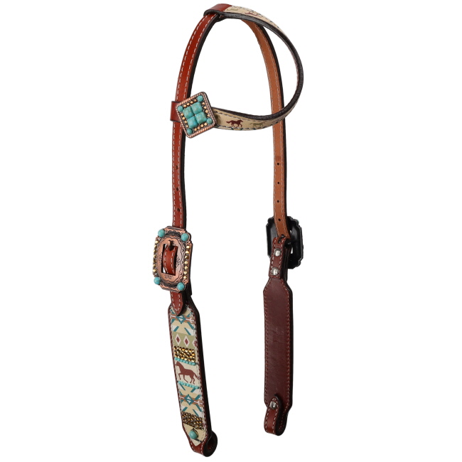 Showman Wild Hoof Echoes One Ear Headstall and Breastcollar Set #2