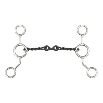 Showman Stainless steel JR cowhorse snaffle bit with 6" cheeks, 5" sweet iron twisted mouth and dog bone center