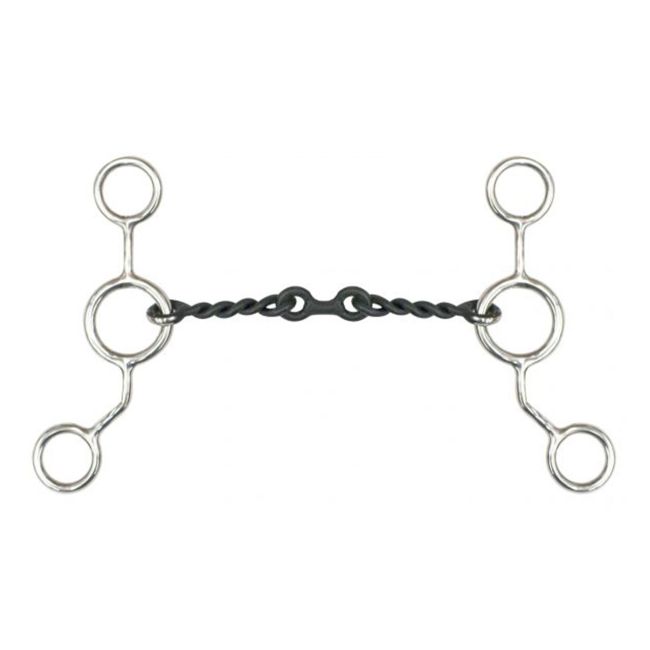 Showman Stainless steel JR cowhorse snaffle bit with 6" cheeks, 5" sweet iron twisted mouth and dog bone center