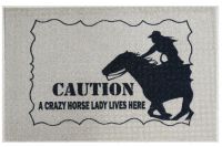 27" x 18" 'Caution, A crazy horse lady lives here' Welcome mat