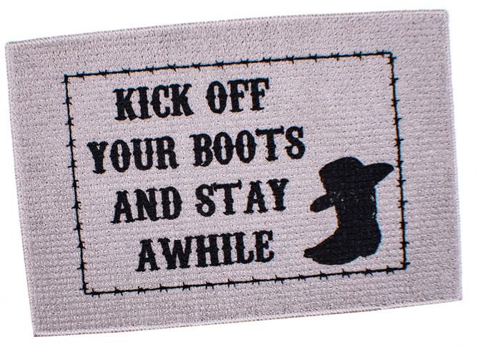 27" x 18" "Kick Off Your Boots And Stay Awhile" floor mat