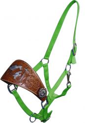 New Horse TACK! Showman Never Give Up Hand Painted Copper Bronc Nose Halter