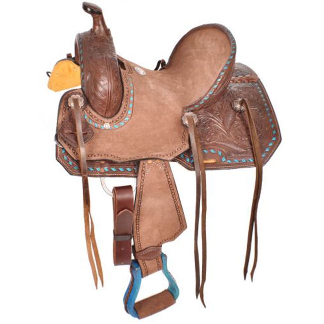 Double T Turquoise Trail Youth Roping Style Saddle - 10, 12 Inch