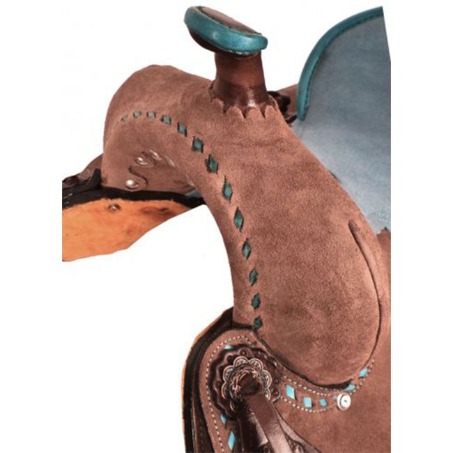 Double T Youth Barrel Style Saddle with Turquoise Seat - 12 Inch #2