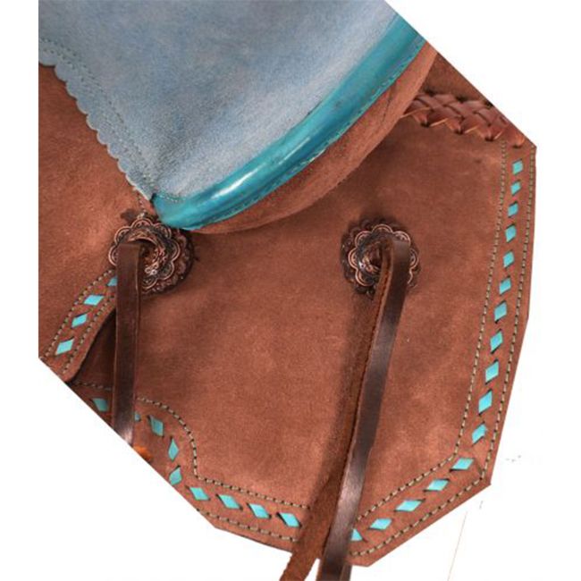 Double T Youth Barrel Style Saddle with Turquoise Seat - 12 Inch #3