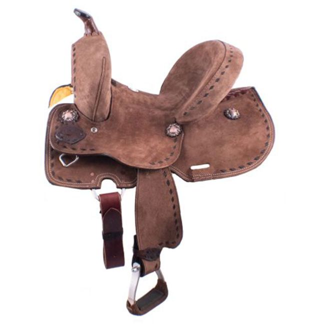 Double T Youth Chocolate Roughout Barrel Saddle with Extra Deep Seat - 10 Inch