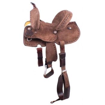 Double T Youth Chocolate Roughout Barrel Saddle with Extra Deep Seat - 12, 13 Inch