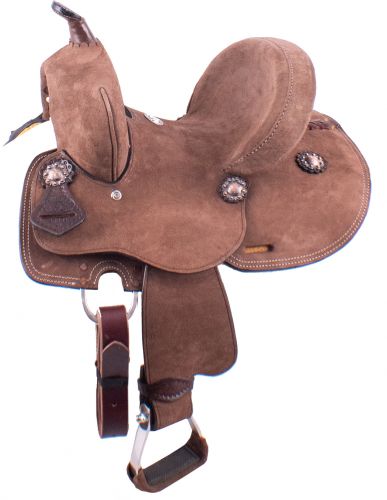10" Double T Youth Hard Seat Barrel style saddle with a extra deep seat
