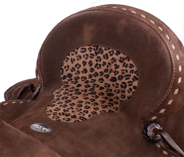 14", 15" Double T Hard Seat Barrel style saddle with Cheetah Seat #3