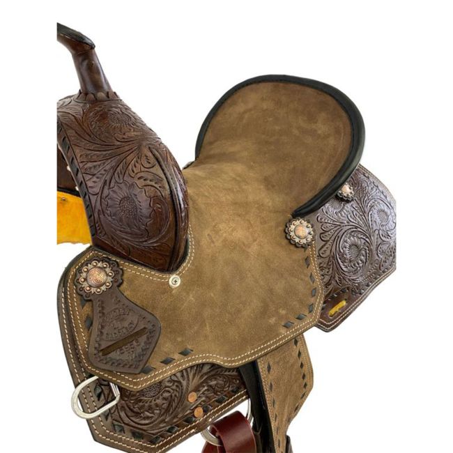 Double T Cocoa Rose Youth Hard Seat Barrel Style Saddle - 12, 13 Inch #2