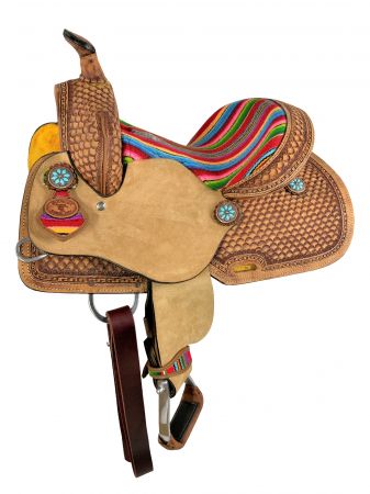 12" Double T Youth Hard Seat Western saddle with Wool Serape Accents