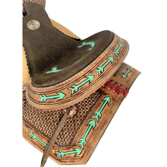 Double T Teal Arrow Youth Hard Seat Barrel Saddle - 12 Inch #2