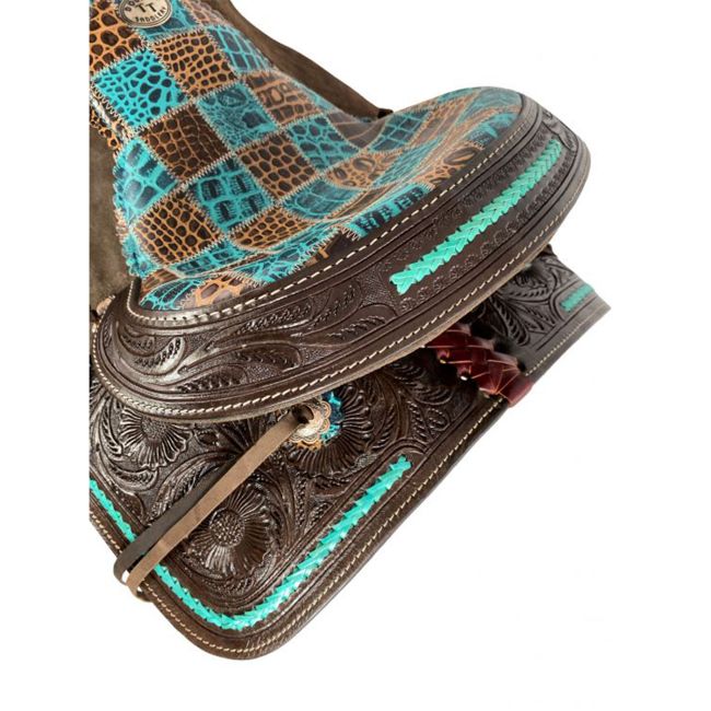 Double T Gator Patchwork Barrel Style Saddle - 15 Inch #2