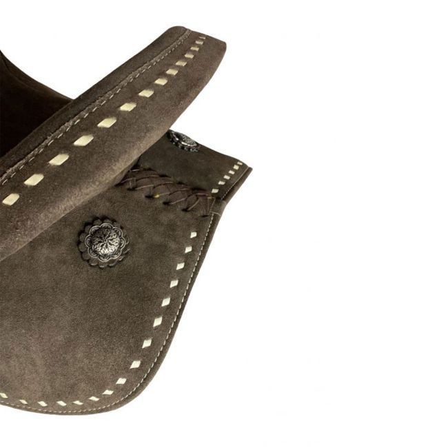 Double T Barrel Style Saddle with Dark Brown Roughout Leather - 12 Inch #3