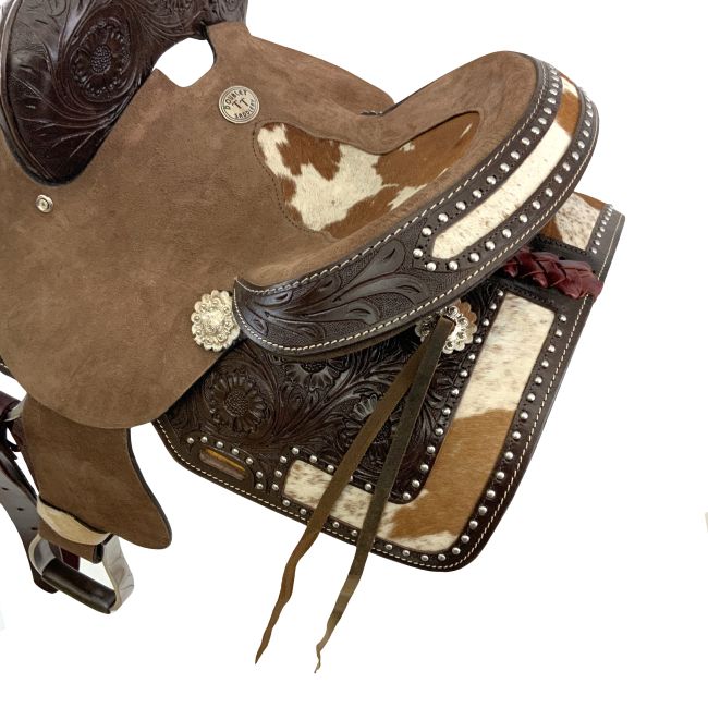 Double T Wild West Floral Roughout Barrel Saddle - 10 Inch #4