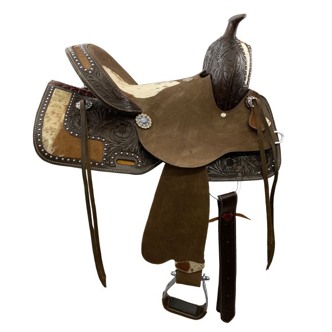 Double T Wild West Floral Roughout Barrel Saddle - 15 Inch #2