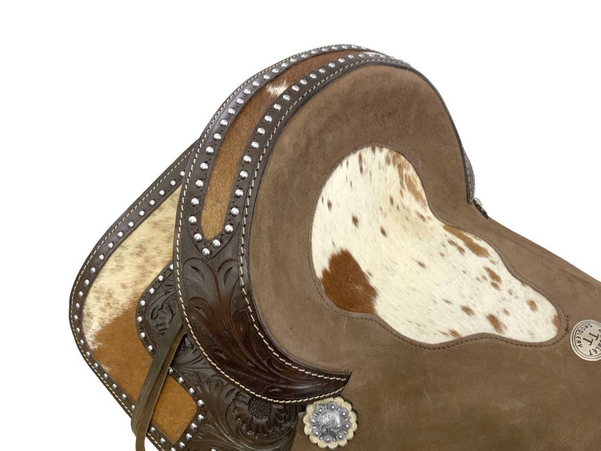 Double T Wild West Floral Roughout Barrel Saddle - 15 Inch #5