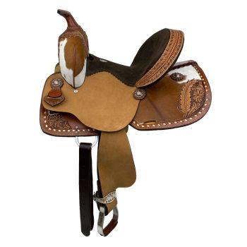 Double T Floral Frontier Barrel Style Saddle - 13 Inch