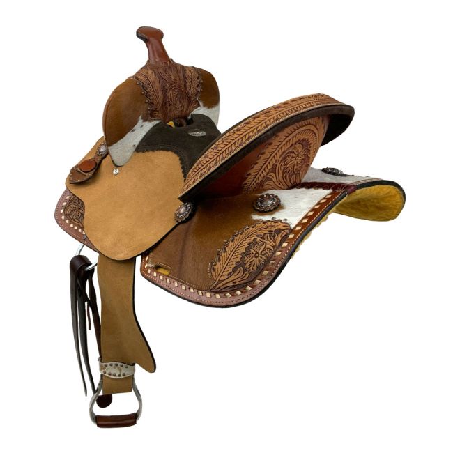 Double T Floral Frontier Barrel Style Saddle - 13 Inch #2