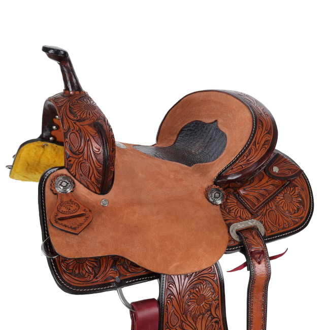 Double T Exotic Midnight Gator Barrel Style Saddle - 14, 15 Inch #3