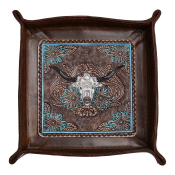 Showman Longhorn Leather Tray