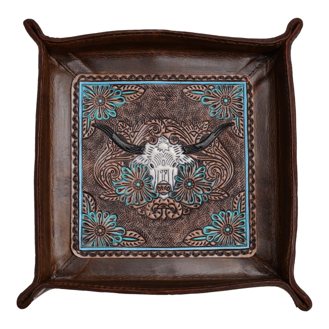 Showman Longhorn Leather Tray