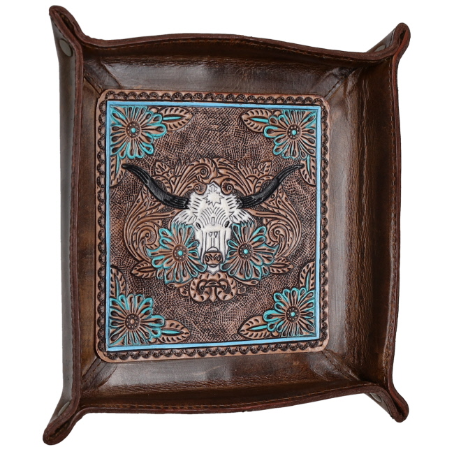 Showman Longhorn Leather Tray #2