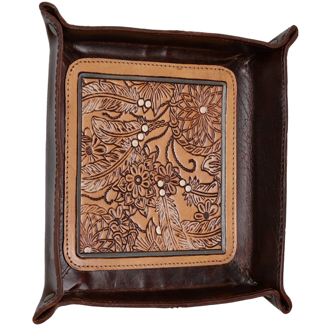 Showman Wildflower & Feather Leather Tray #2