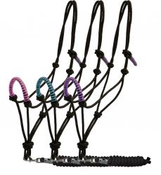Showman Cowboy knot rope halter with 7' lead