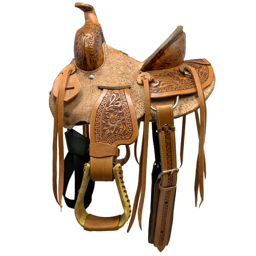 Buffalo Saddlery Hard Seat High Back Ranch Roper Style Saddle - 10 Inch