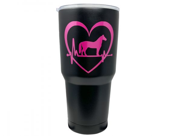 30 oz Insulated Heart with Horse Black Tumbler