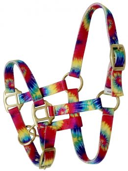 Showman Premium tie dye nylon halter with brass hardware.  FOAL/MINI SIZE