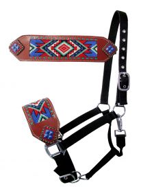 thumbnail interactive-video image 1 of Showman Pony Brown Nylon Halter With Running Horses Overlay And 1 of 11