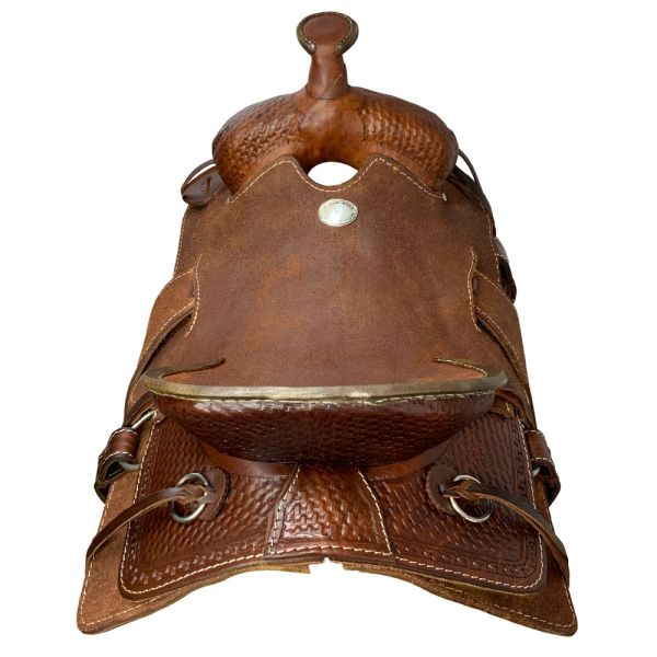 Buffalo Saddlery Hard Seat Oiled Roughout Ranch Roper Style Saddle - 16 Inch #3