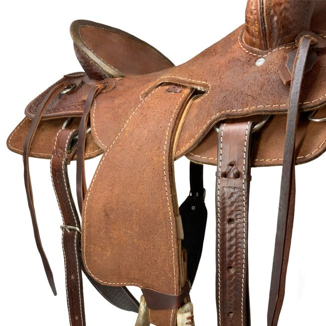 Buffalo Saddlery Hard Seat Oiled Roughout Ranch Roper Style Saddle - 16 Inch #4