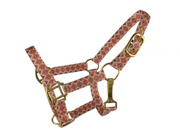 Showman Premium nylon Aztec print halter with brass hardware. PONY SIZE