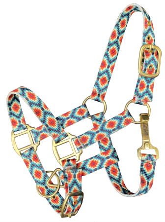 Showman Premium nylon Aztec halter with brass hardware. FOAL&#47;MINI SIZE