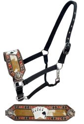 Showman 'Royal Flush' Black Nylon Bronc Nose Halter