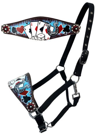 Showman Electric Aces Black Nylon Bronc Nose Halter