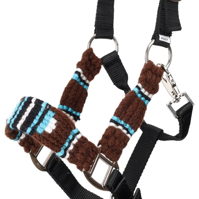 Showman Teal Hollow Mohair Wool Bronc Halter - Pony Size #2