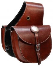 Showman top grain leather saddle bag with single buckle closure
