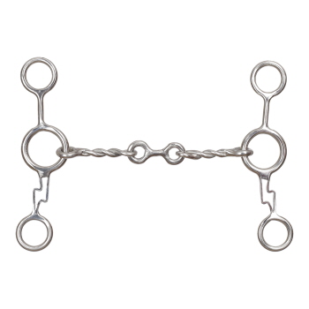 Showman Thunderbolt Stainless Steel JR Cowhorse Twisted Dogbone Snaffle