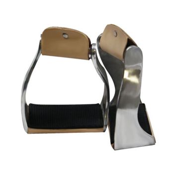 Showman Lightweight Twisted Angled Aluminum Stirrups with Wide Rubber Grip Tread