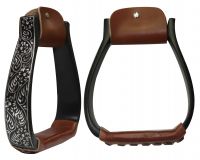 Showman Black Aluminum Engraved Stirrups